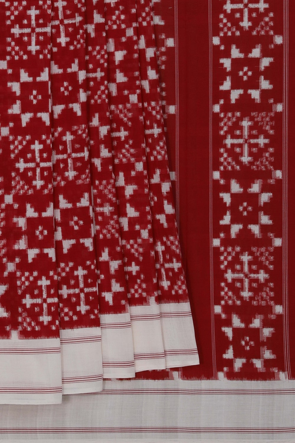Image of Pochampally Ikat Red Saree
